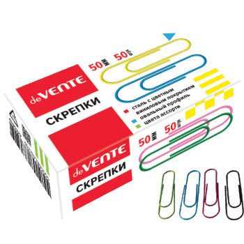 Скрепки 50мм "deVENTE" 50шт. цветные /10/