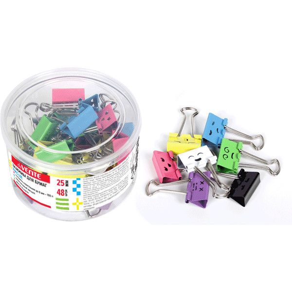 Зажим для бумаг 25мм "deVENTE. Emojie" ассорти /48/