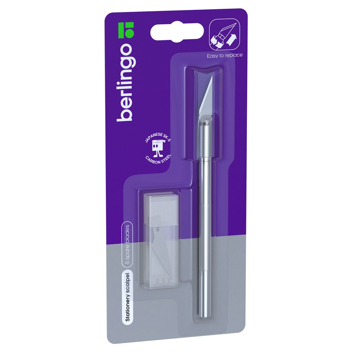 Нож-скальпель Berlingo + 5 лезвий /10/
