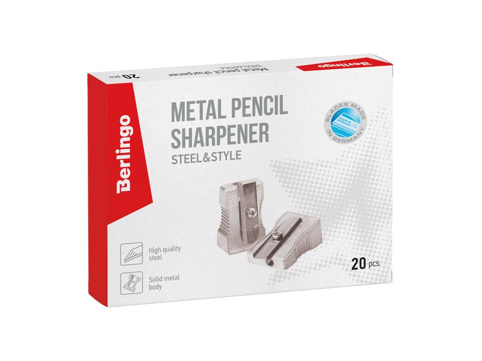 Точилка "Berlingo "Steel&Style" на 1 отверстие металлическая /20/