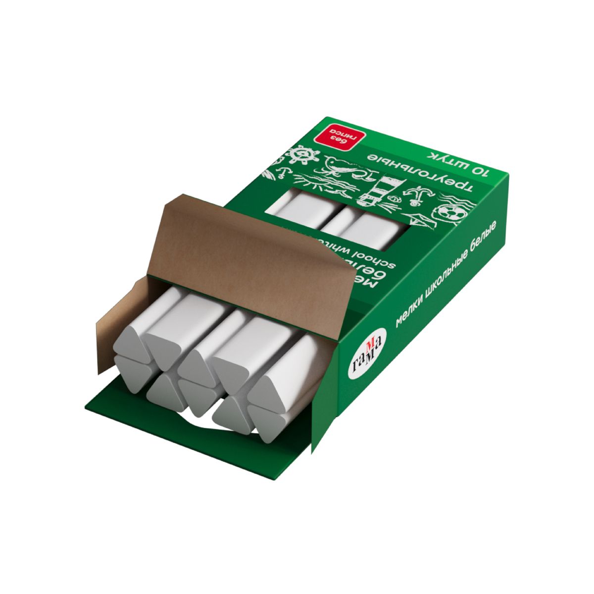 Мел белый  10шт. "Гамма" треугольный мягкий /30/