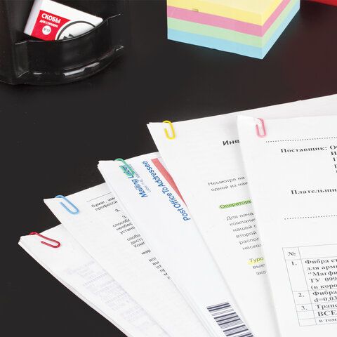 Скрепки 28мм "STAFF. Manager" 100шт. цветные /10/