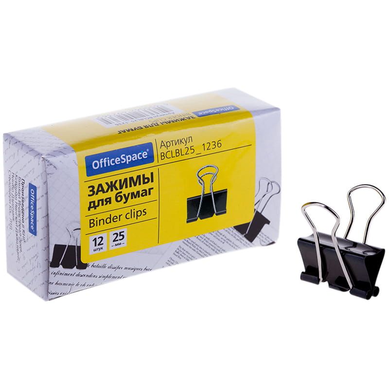 Зажим для бумаг 25мм "OfficeSpace" черный /12/216/