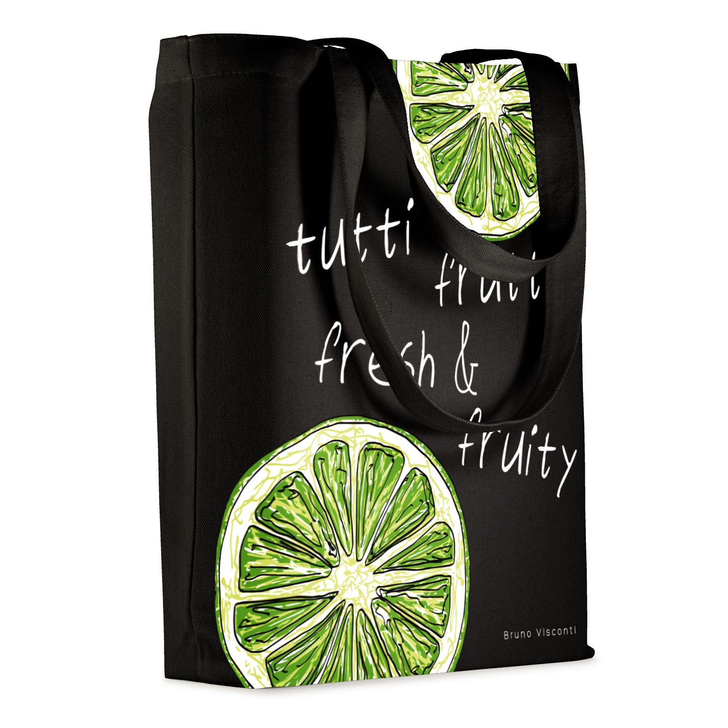 Сумка-шоппер "BLACK FRESH & FRUITY. ЛАЙМ" 34х36см.