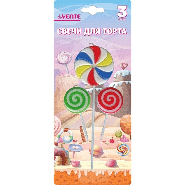 Свечи для торта "deVENTE. Lollipop" 3шт  /24/
