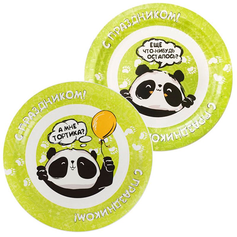 Тарелка "Панда. С Праздником!" 23см, 6шт.