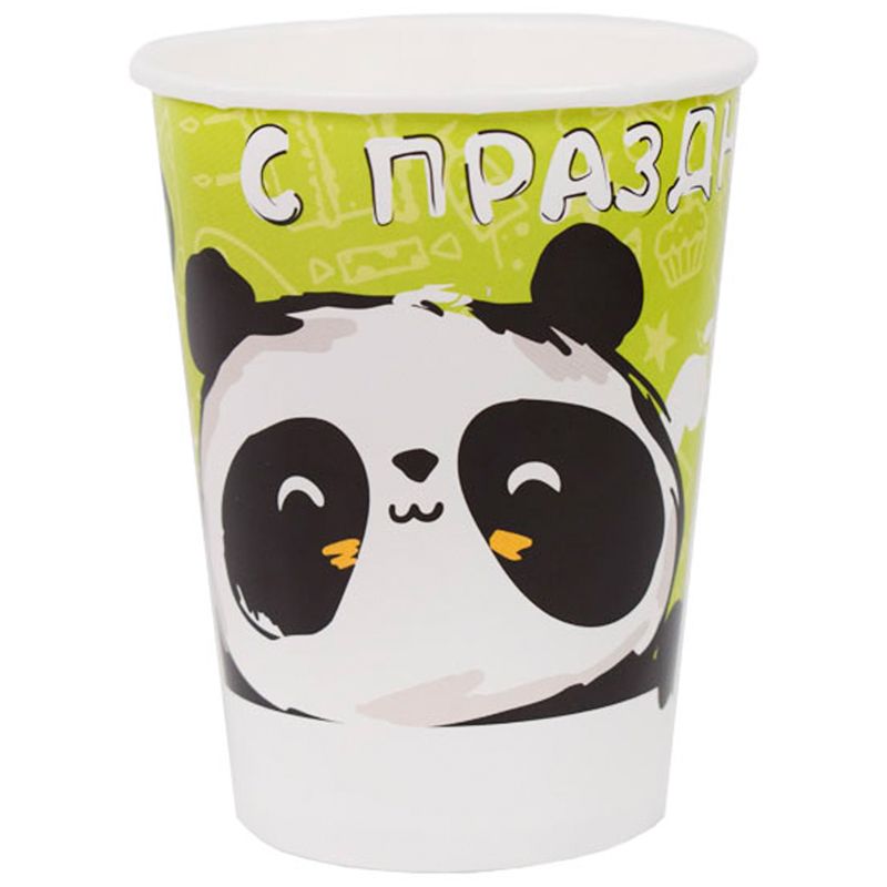 Стакан бумажный "Панда. С Праздником!" 6шт.уп.