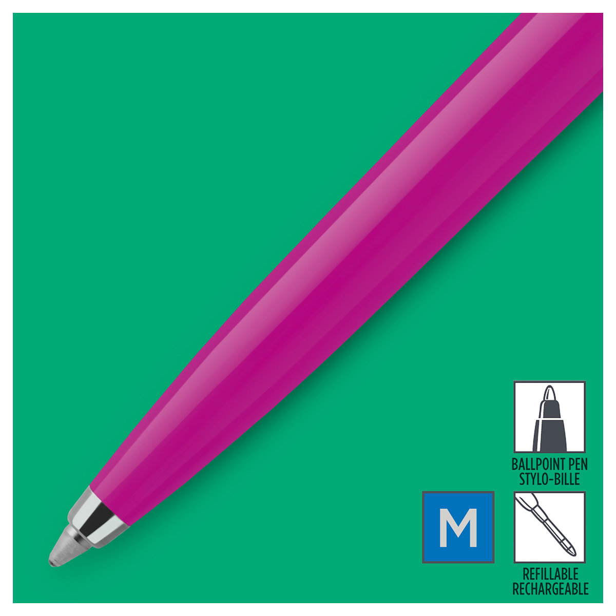 Ручка шариковая Parker "Jotter Magenta CT", синяя, 1,0мм, кнопочн., пластик. корпус, блистер