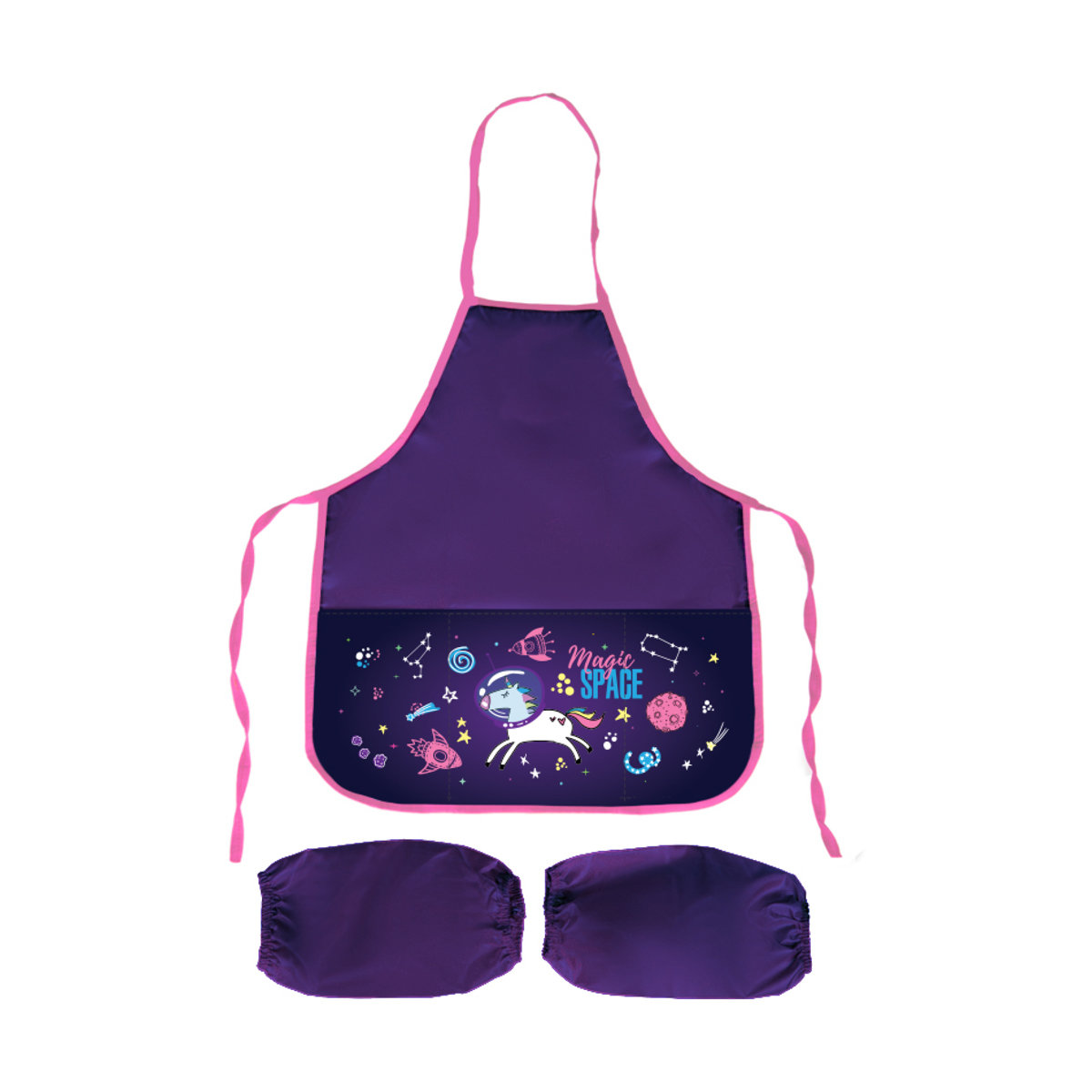 Фартук для труда "UniCorn", 53,5*44,5см, 3 кармана с нарукавниками