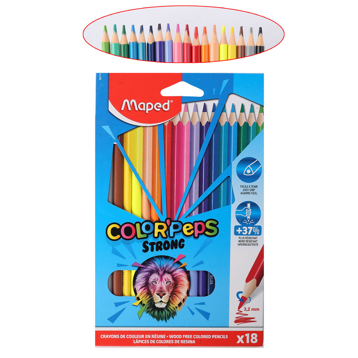 Карандаши 18цв. Maped "Color'peps Strong" пластиковые /12/