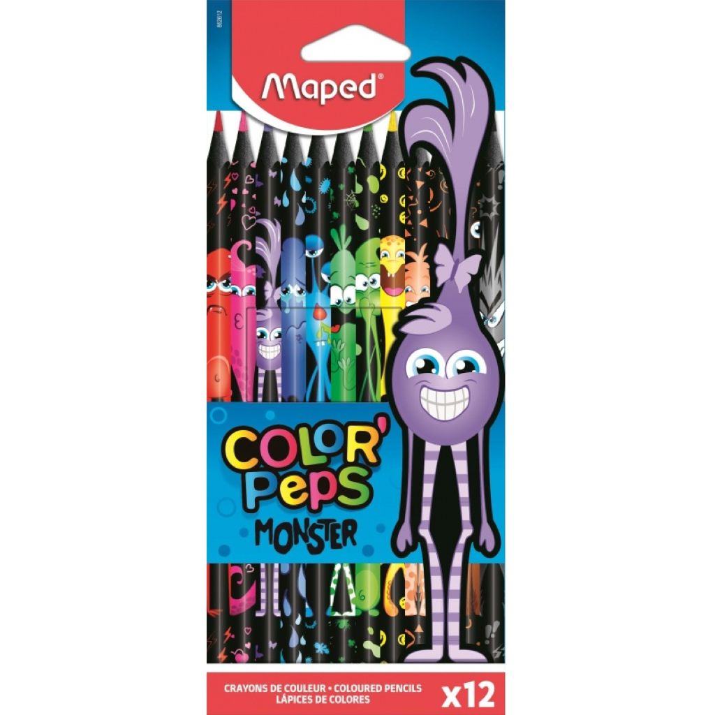 Карандаши 12цв. Maped "COLOR'PEPS BLACK MONSTER" пластиковые /12/