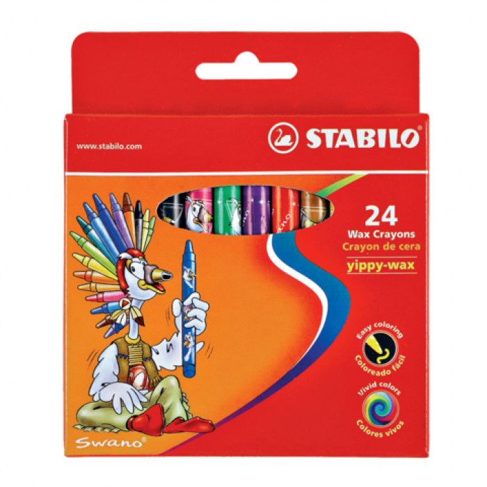 Карандаши 24цв."STABILO" восковые /10/
