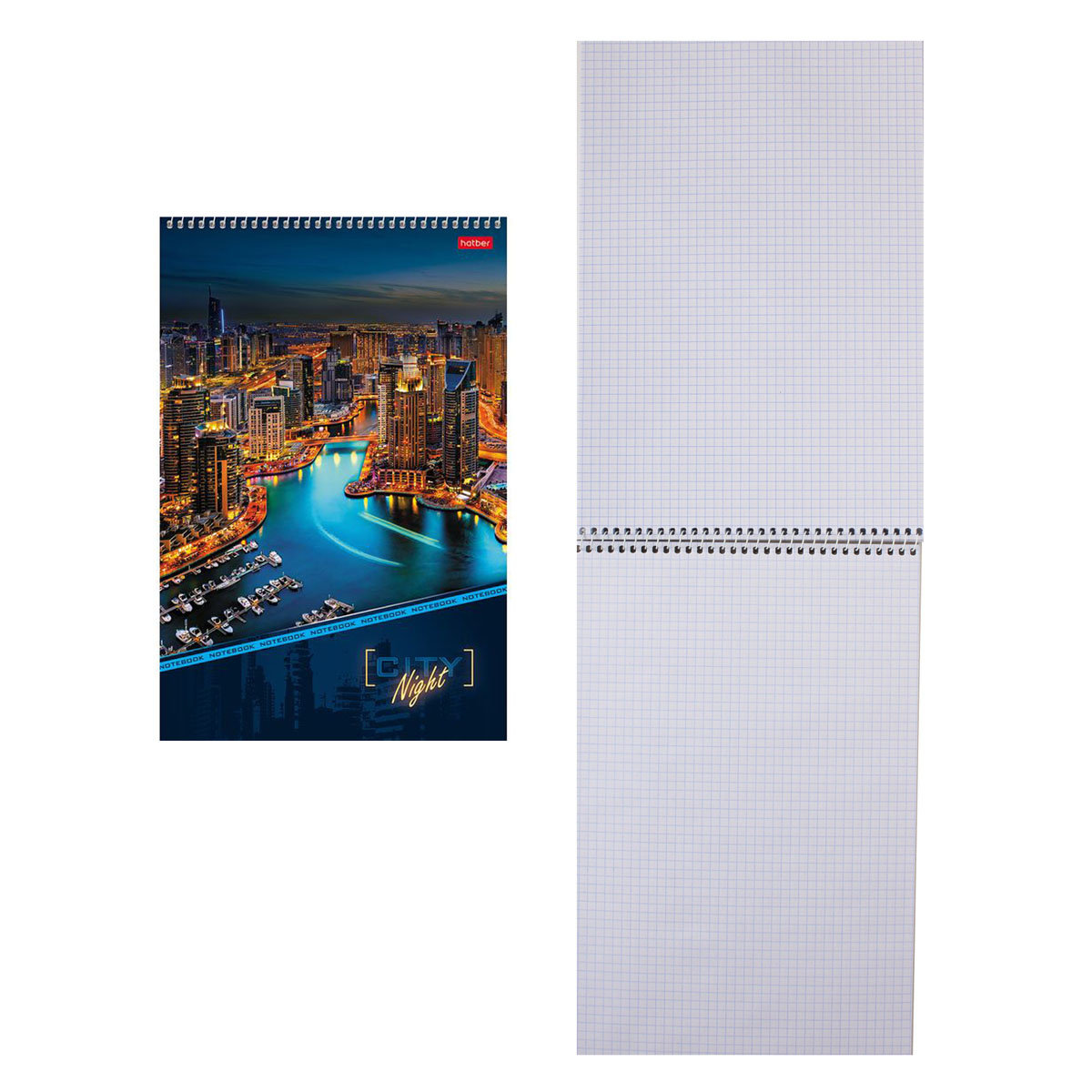 Блокнот А4  80л."Night City" клетка на спирали /4/24/