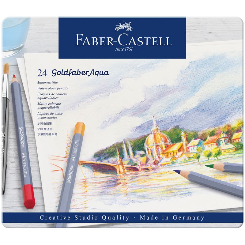 Карандаши 24цв. Faber- Castell "Goldfaber Aqua" акварельные в мет.коробке /1/
