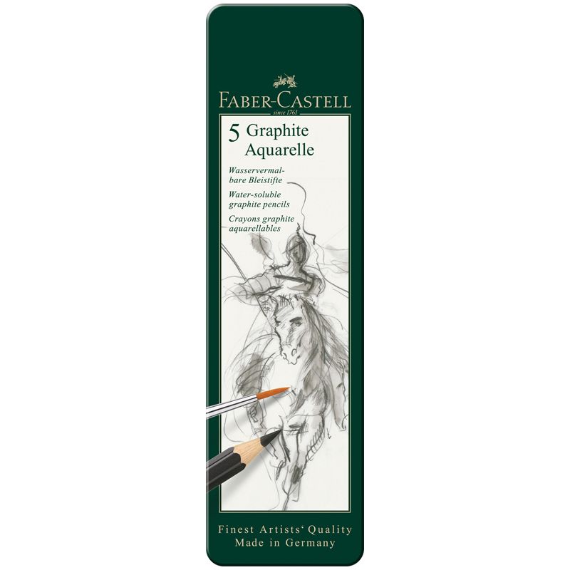 Карандаши  5шт. Faber- Castell "Graphite Aquarelle" акварельные ч/г HB-8B в мет.коробке /1/
