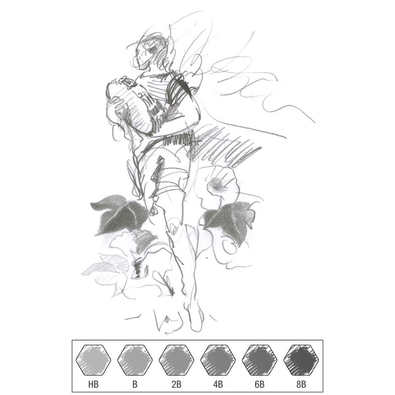 Карандаши чернографитные в наборе  6шт. "Faber-Castell" Castell 9000 HB-8B