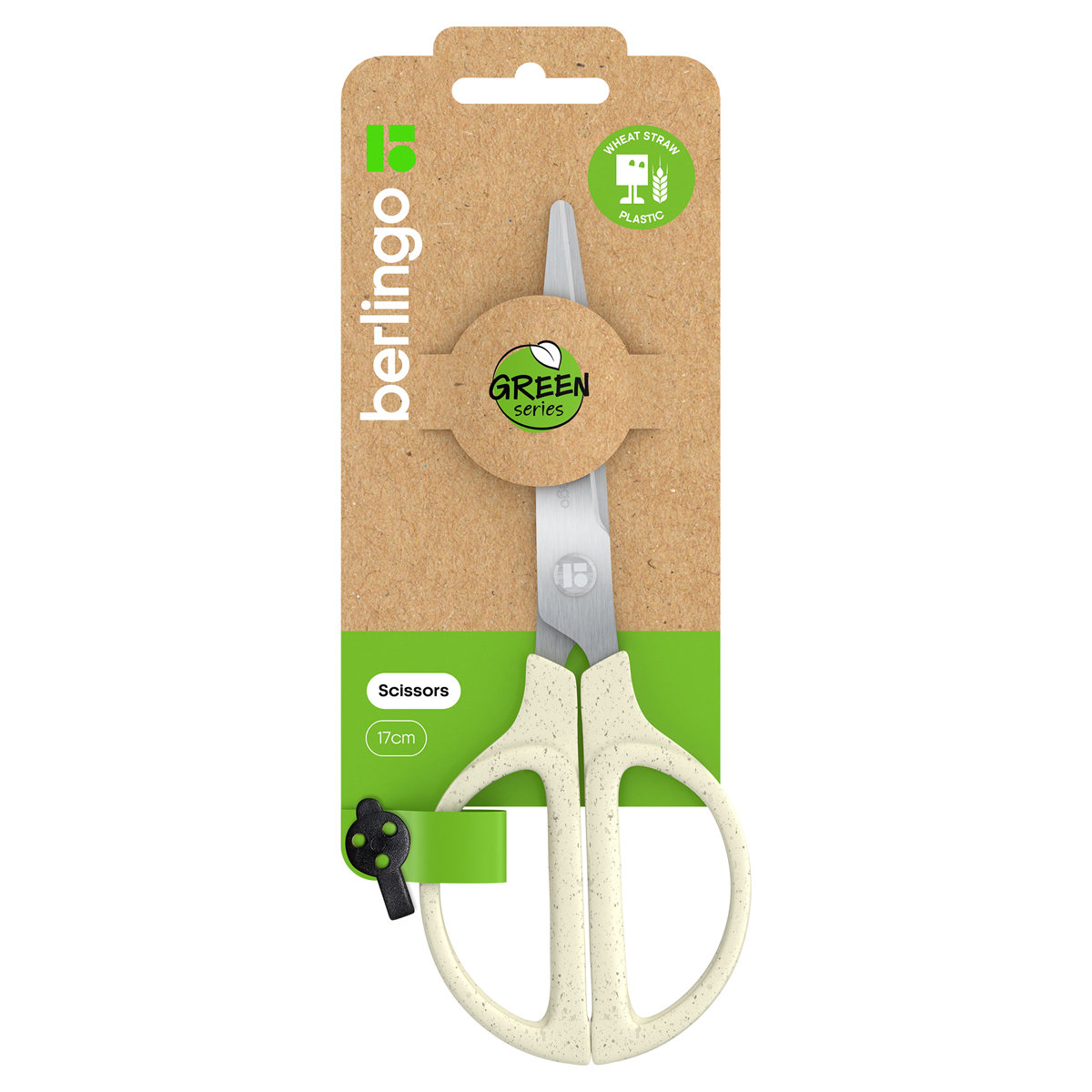 Ножницы 17см "Berlingo" Green Series белые  /12/