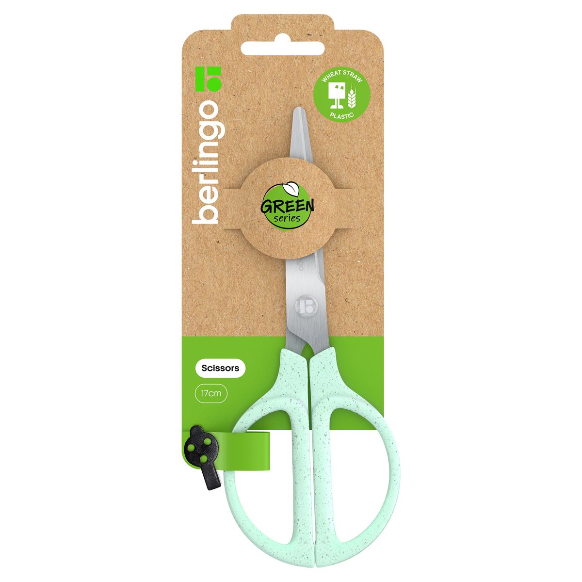 Ножницы 17см "Berlingo" Green Series зеленые  /12/