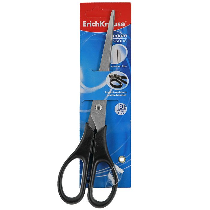 Ножницы 19см "Erich Krause" черные /12/