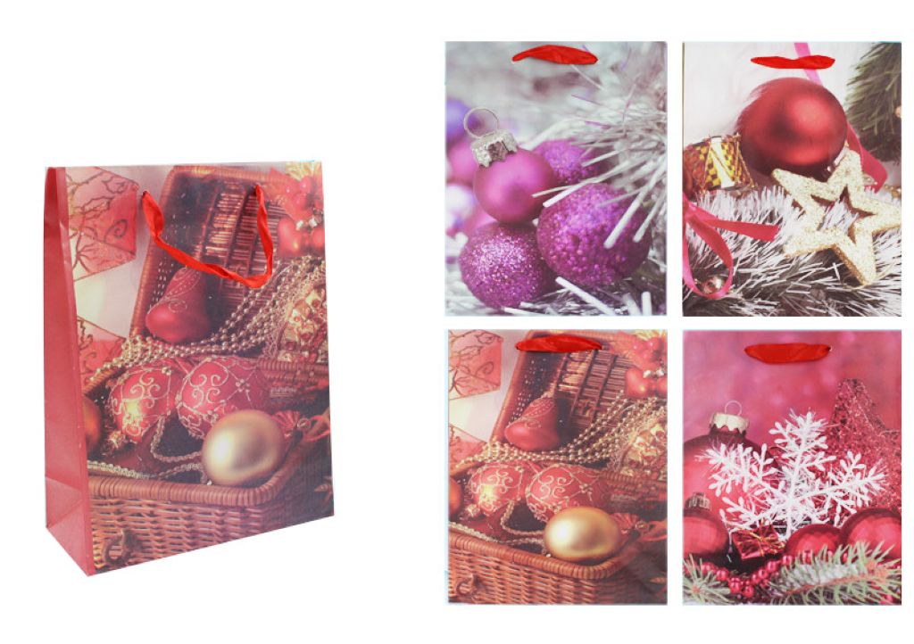 Пакет подарочный 26х32х11см "C НОВЫМ ГОДОМ " ассорти, матовый /20/