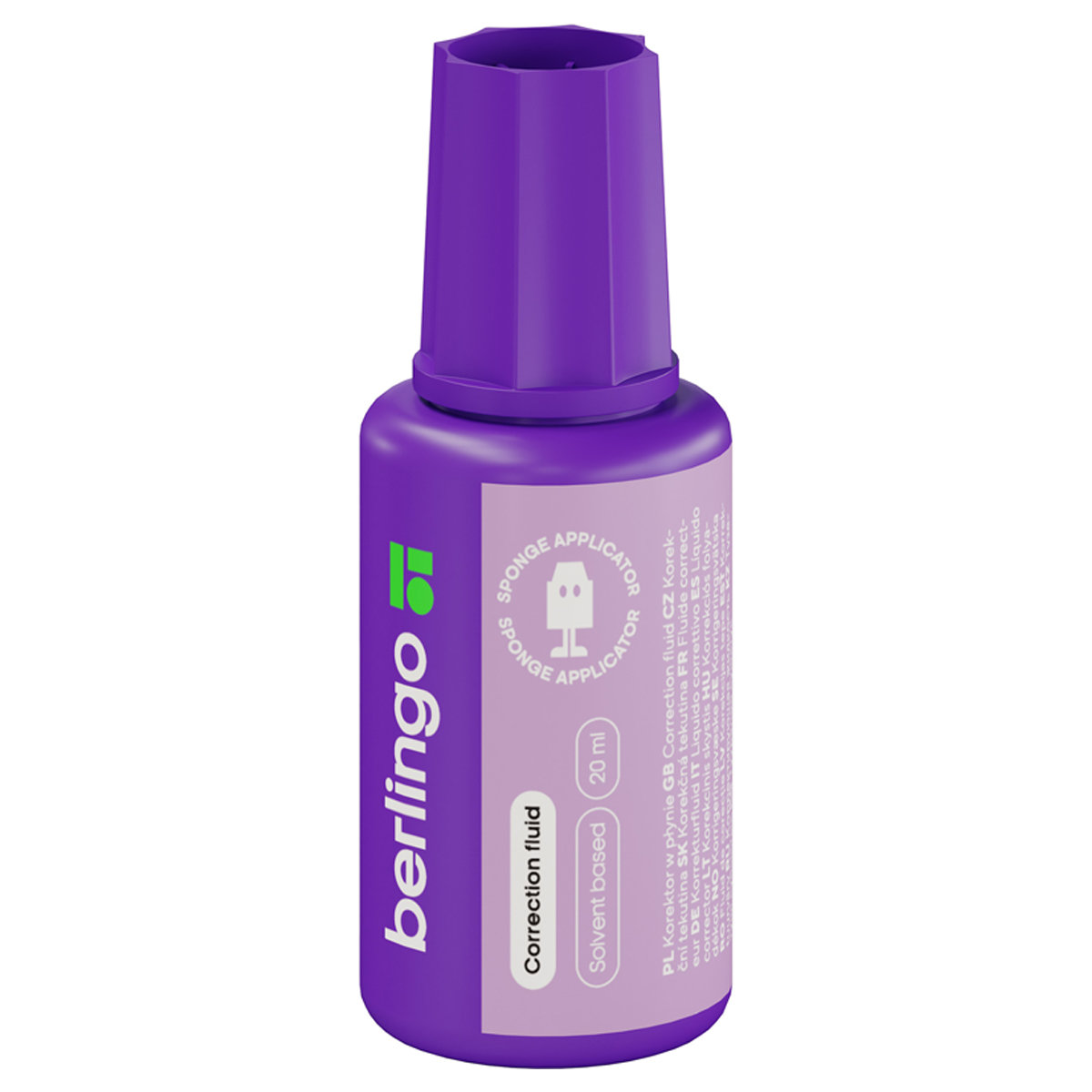 Корректирующая жидкость 20мл "Berlingo" 20г на химической основе, с губчатым аппликатором
