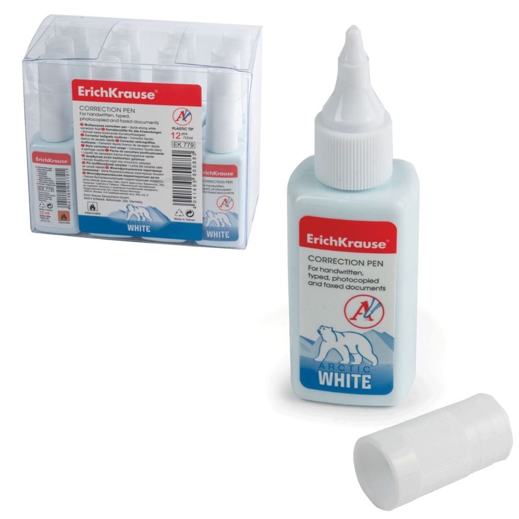 Корректирующая жидкость 12мл Erich Krause "ARCTIC WHITE" /12/