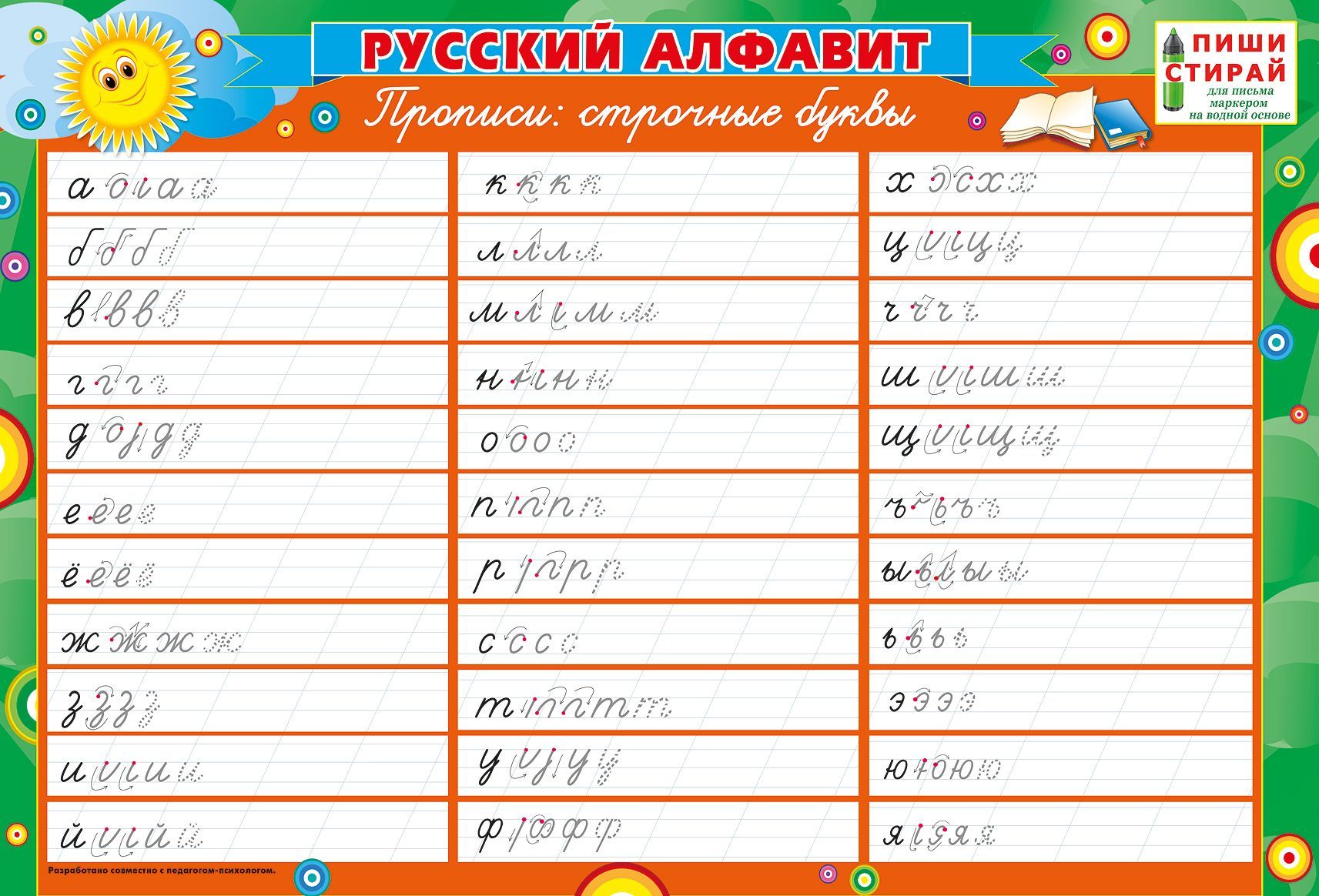 Плакат "Русский алфавит. Строчные буквы" формат А3 /10/