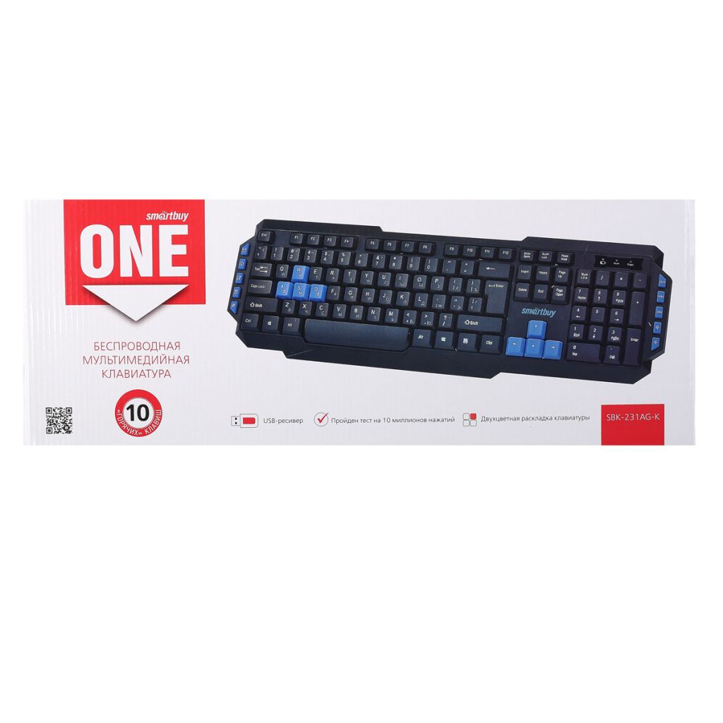 Клавиатура беспроводная мультимедийная Smartbuy ONE 231 черная (SBK-231AG-K)/20
