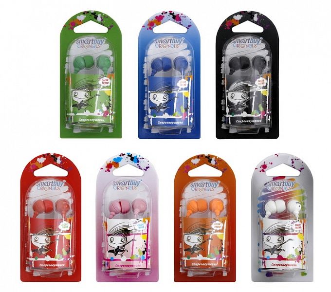 Наушники внутриканальные стерео SmartBuy "COLOR TREND" провод 1,2м пурпурные /1/