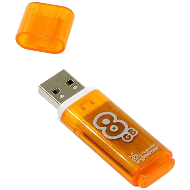 Флеш карта  8Гб Smart Buy "Glossy" USB 2.0 Flash Drive, оранжевый /1/