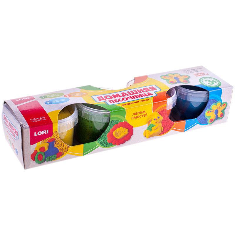 Набор для творчества объемная лепка "Домашняя песочница" 4цв. по 140гр.+ формочка /12/