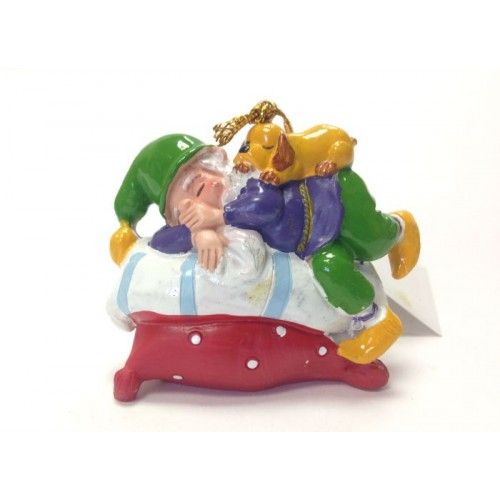 Украшение елочное подвесное "Гном сонный" из полирезины /1/