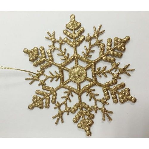 Украшение елочное подвесное "Снежинка-паутинка золотая" из полипропилена /1/