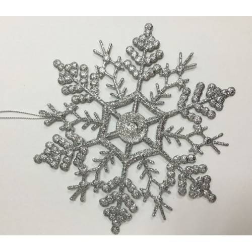 Украшение елочное подвесное "Снежинка-паутинка серебряная" из полипропилена /1/