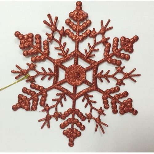 Украшение елочное подвесное "Снежинка-паутинка красная" из полипропилена /1/