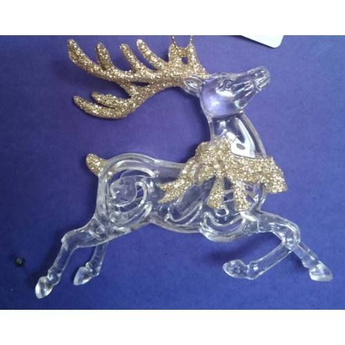 Украшение елочное подвесное "Сказочные олени в золотом" из пластика /1/