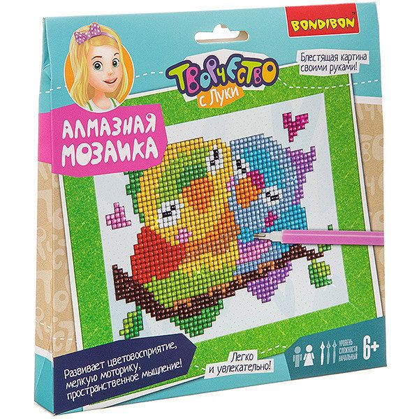 Мозаика алмазная "Попугаи-неразлучники" /1/