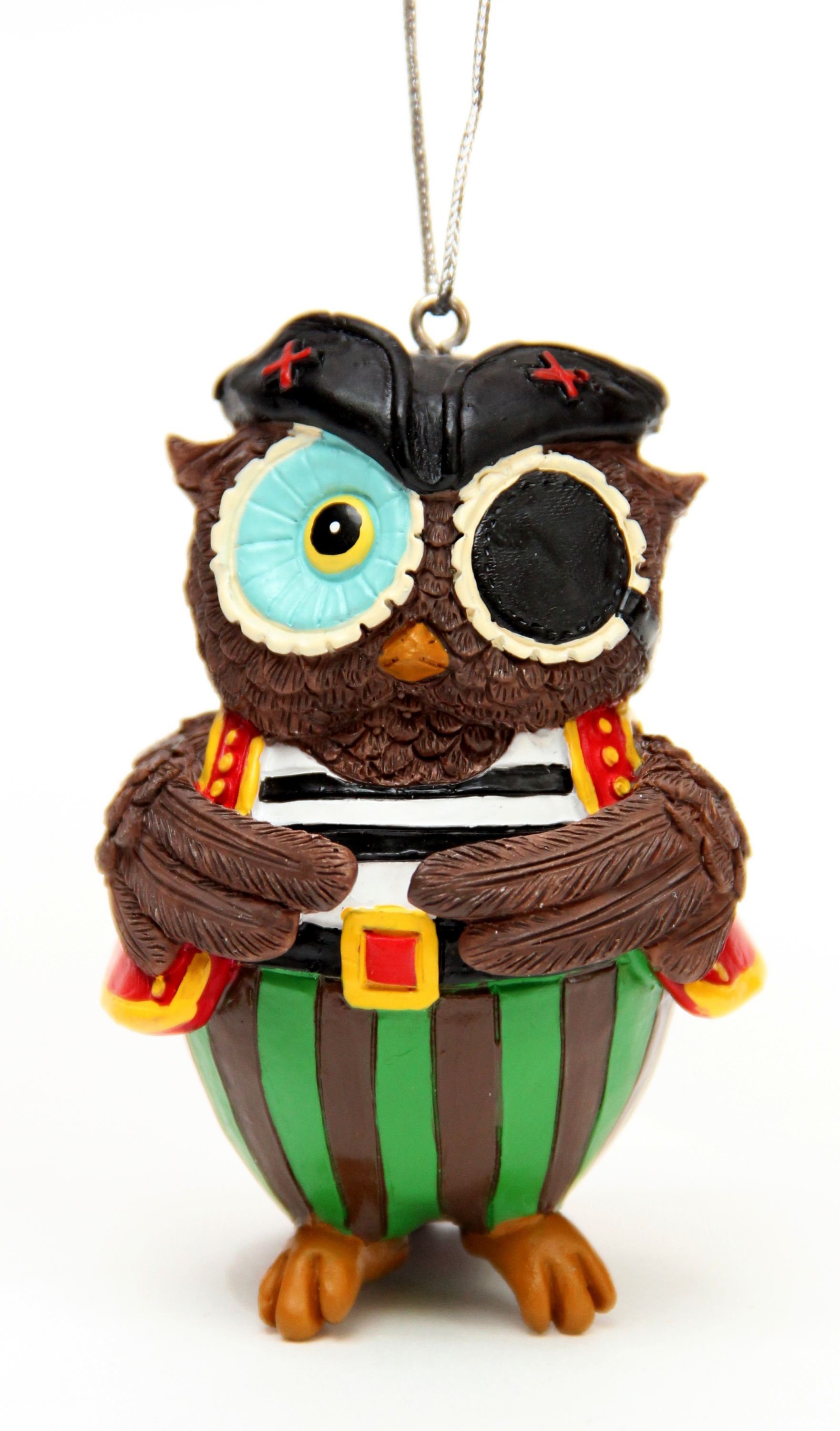 Украшение елочное подвесное "СОВА-ПИРАТ" из полирезины /1/