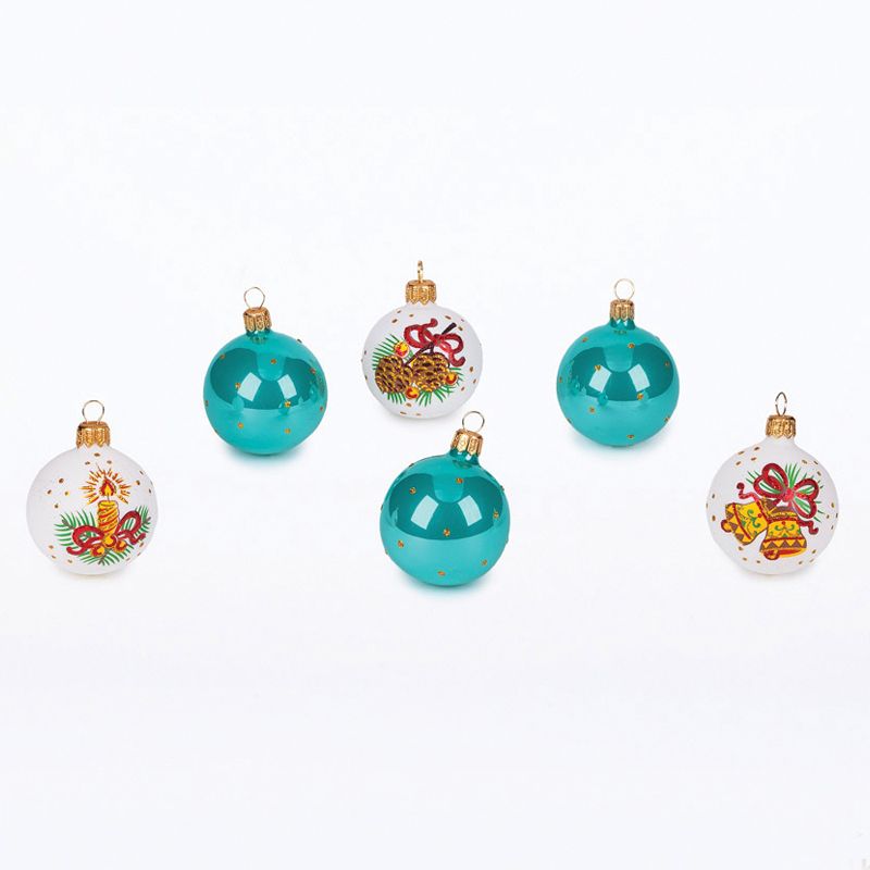 Набор стеклянных шаров "Рождественский мотив" 6шт., 50мм, подарочная коробка