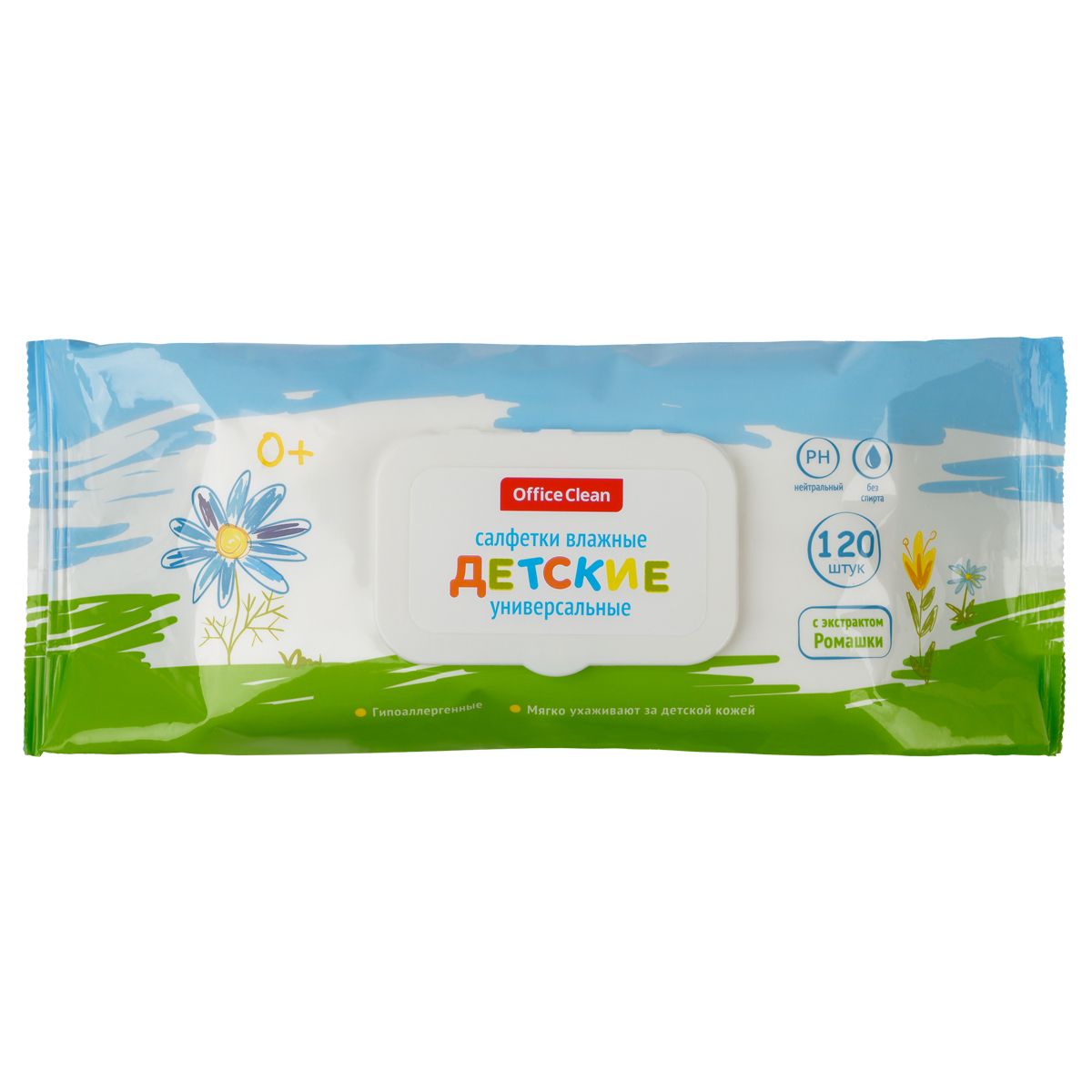 Салфетки влажные OfficeClean "Детские", 120шт., универсальные очищающие /12/