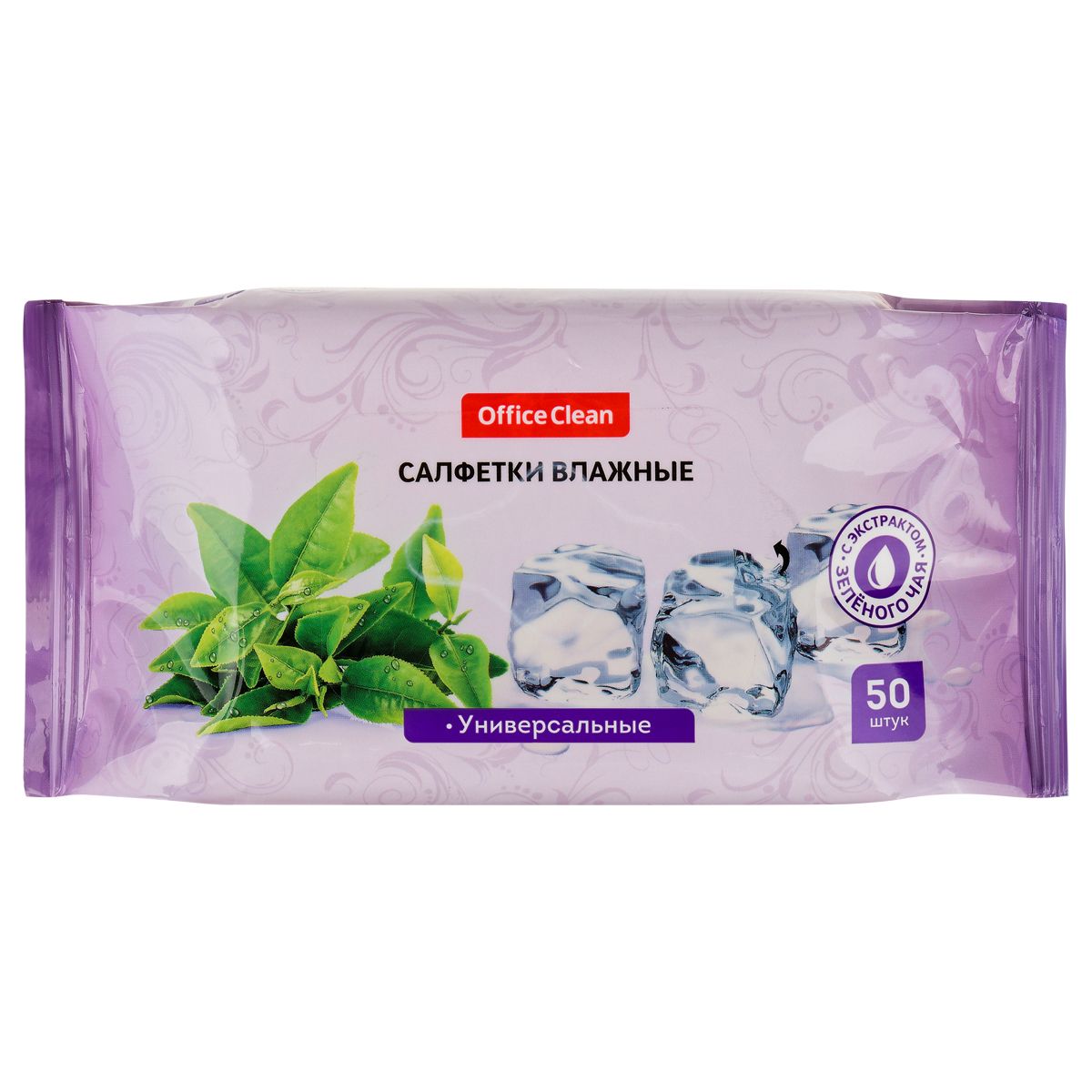 Салфетки влажные OfficeClean 50шт. универсальные очищающие для всей семьи, экстракт зеленого чая/24/