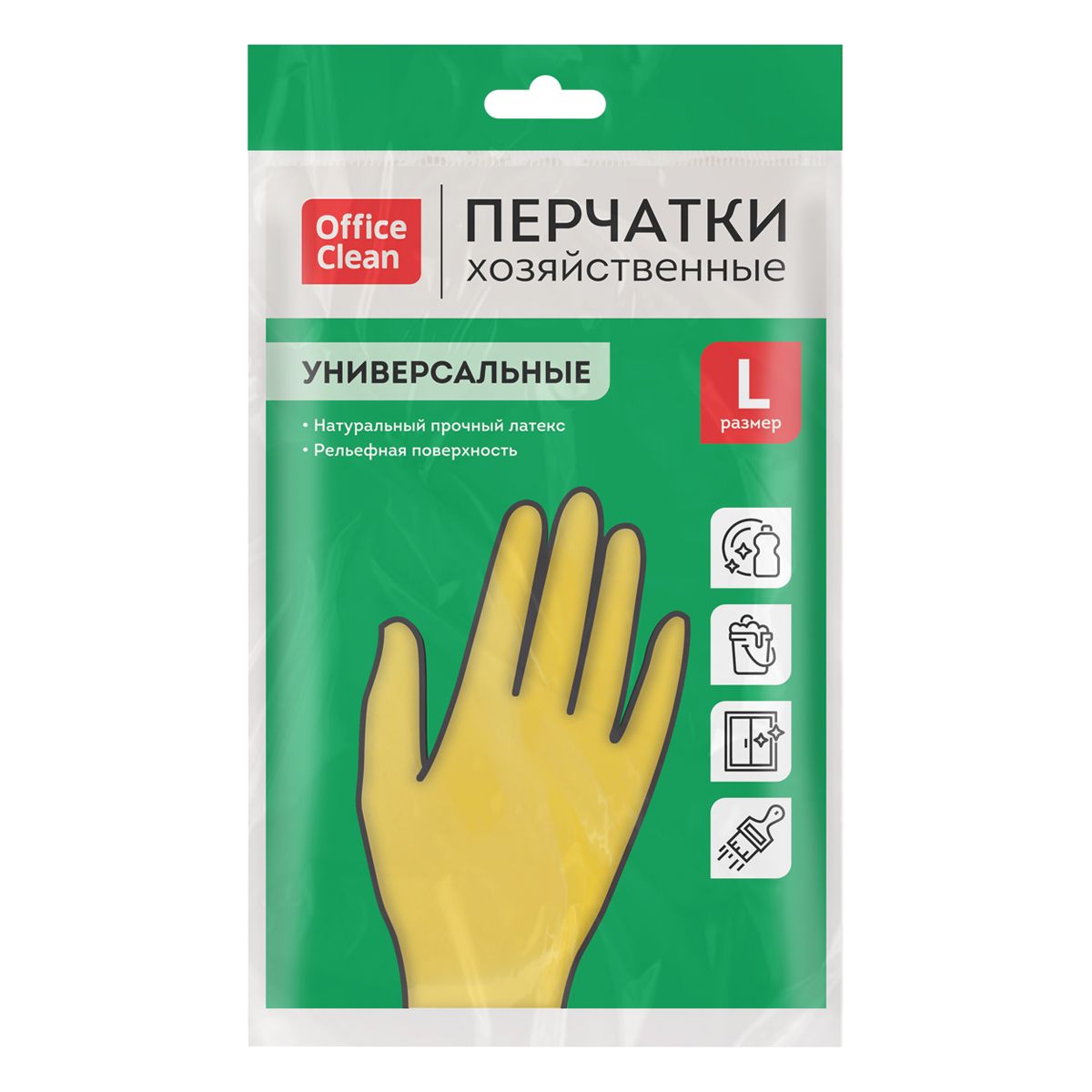 Перчатки  резиновые (размер L ) "OfficeClean" желтые /12/
