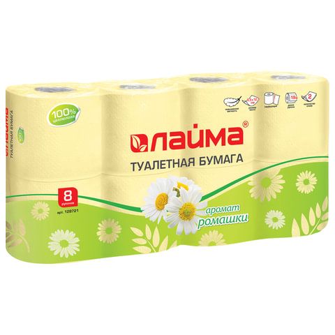 Бумага туалетная "Лайма" 2сл.  8рул. аромат ромашки /6/
