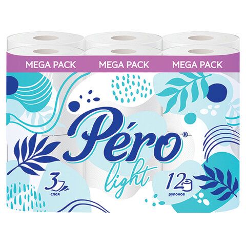 Бумага туалетная "Pero Light" 3сл. 12рул. белая /8/