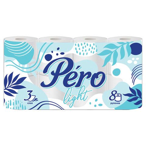 Бумага туалетная "Pero Light" 3сл. 8рул. белая /12/