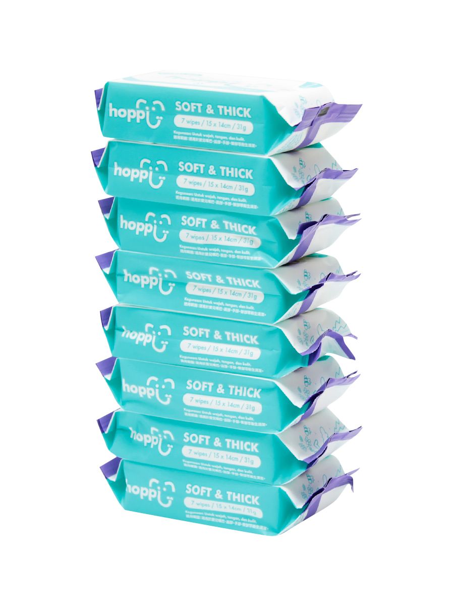 Салфетки влажные "Hoppi", 7шт., детские в мини упаковке /8/