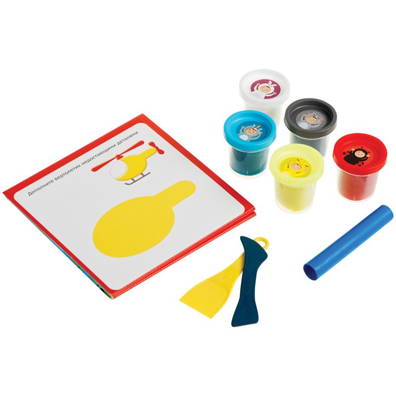 Тесто для лепки  5цв. "Малыш"  300г карточка с транспортом, в подарочной коробке