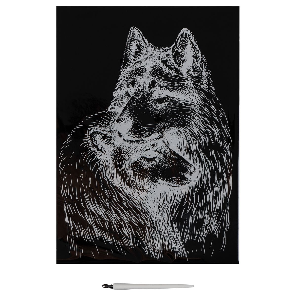 Гравюра "Волки" с эффектом серебра