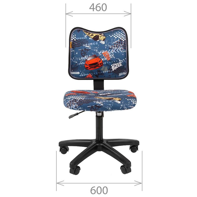 Кресло детское "CHAIRMAN KIDS 102, PL черн., ткань велюр, машинки