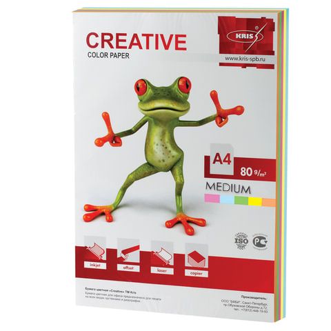 Бумага для оргтехники "CREATIVE color" А4  80г/кв.м пастель 5 цветов 100л. /25/